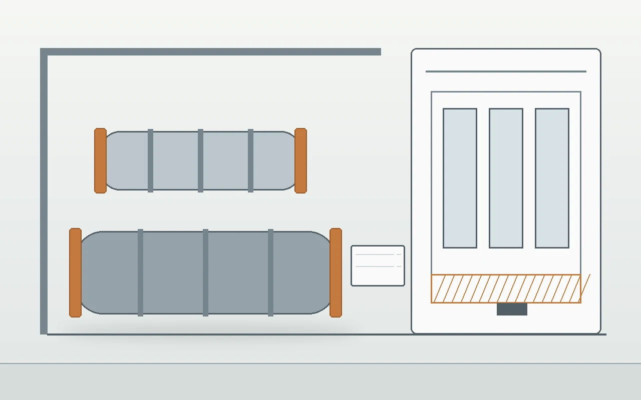 Protected tube bundle and planned unloading area