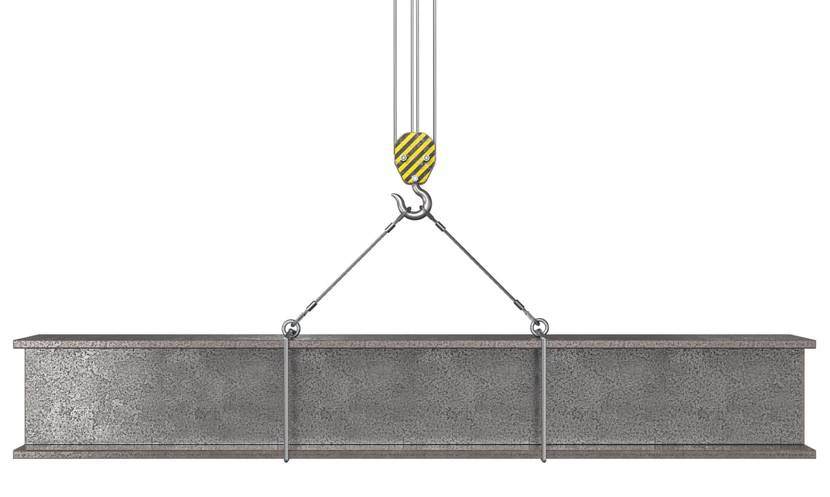 I Beam cut-end geometry inspection with measuring tools used for procurement verification