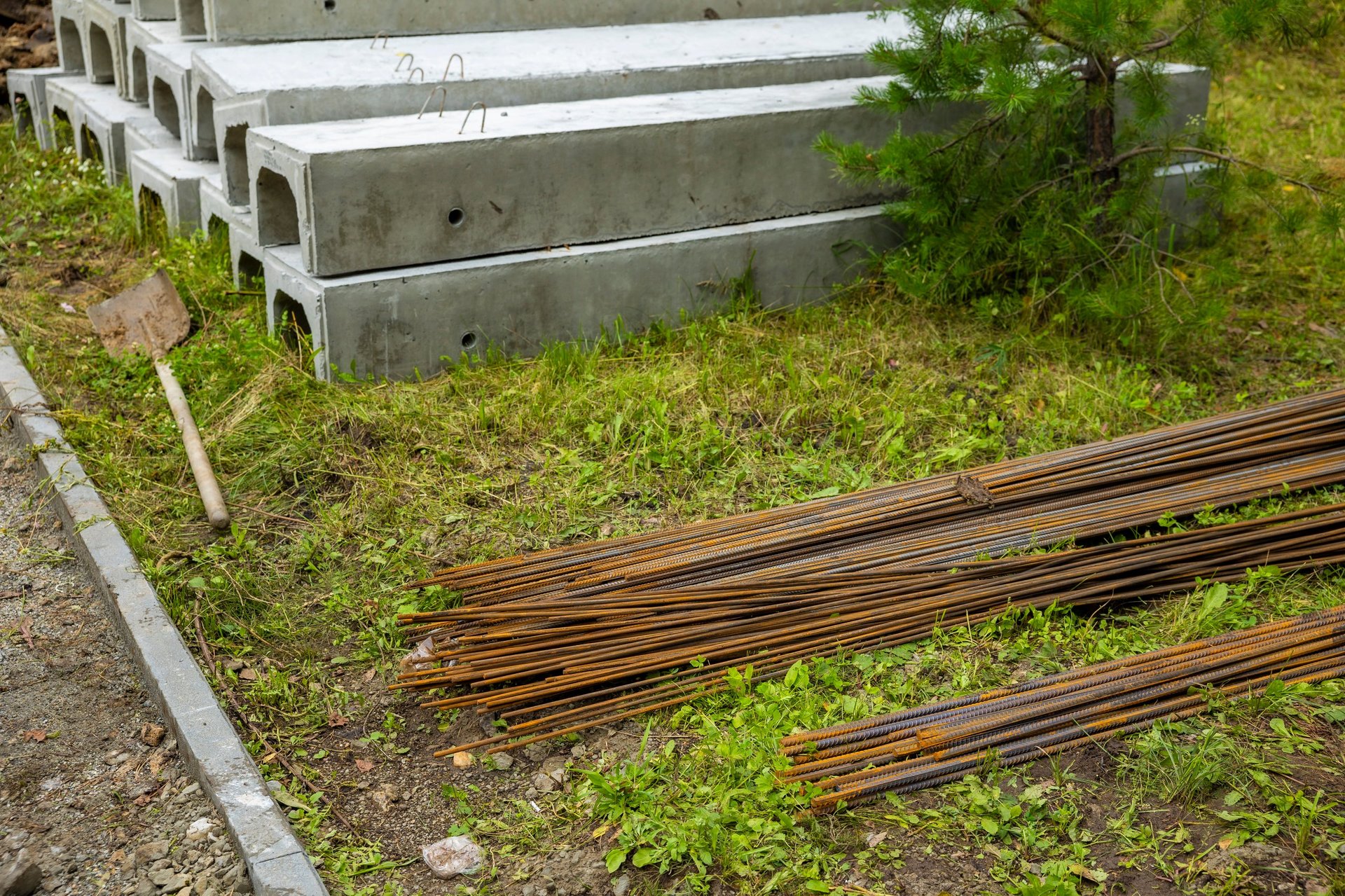 Reinforcement being fixed on a multi-storey building structure before a floor pour